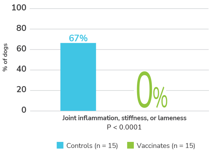 Chart showing the efficacy of Nobivac Lyme for subclinical arthritis