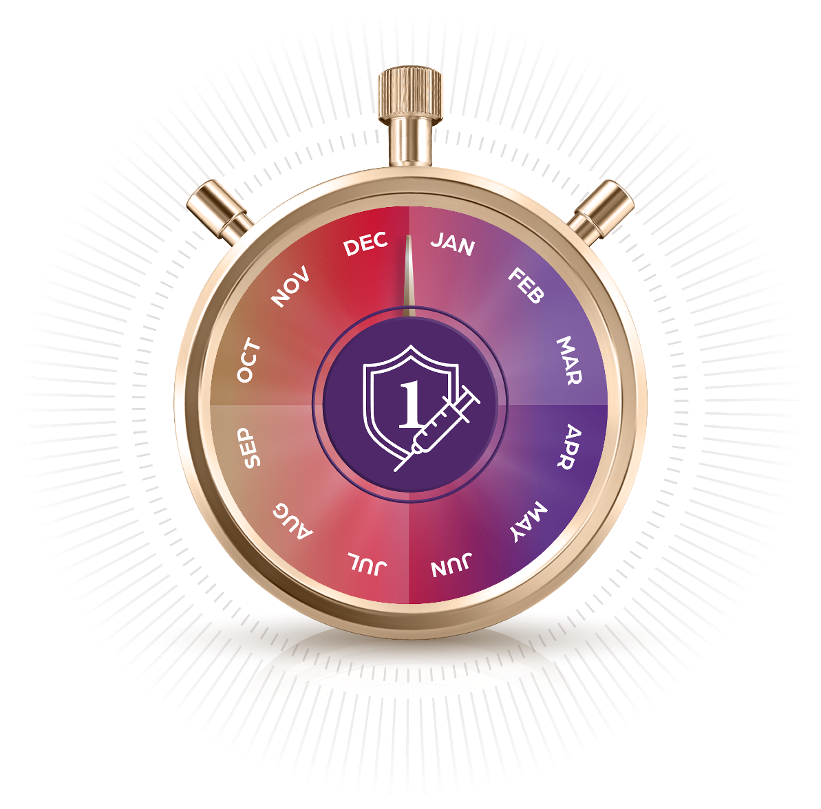 Chronometer displaying vaccines calendar