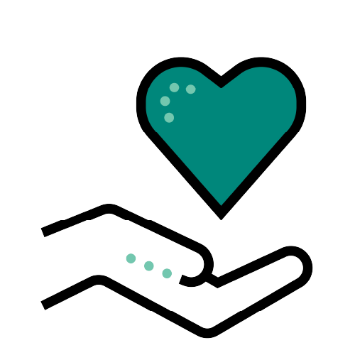 Hand with a heart icon